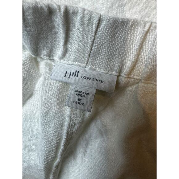 J. Jill Medium Petite Love linen stretch Zip white Wide Leg Capri pants - Picture 6 of 6